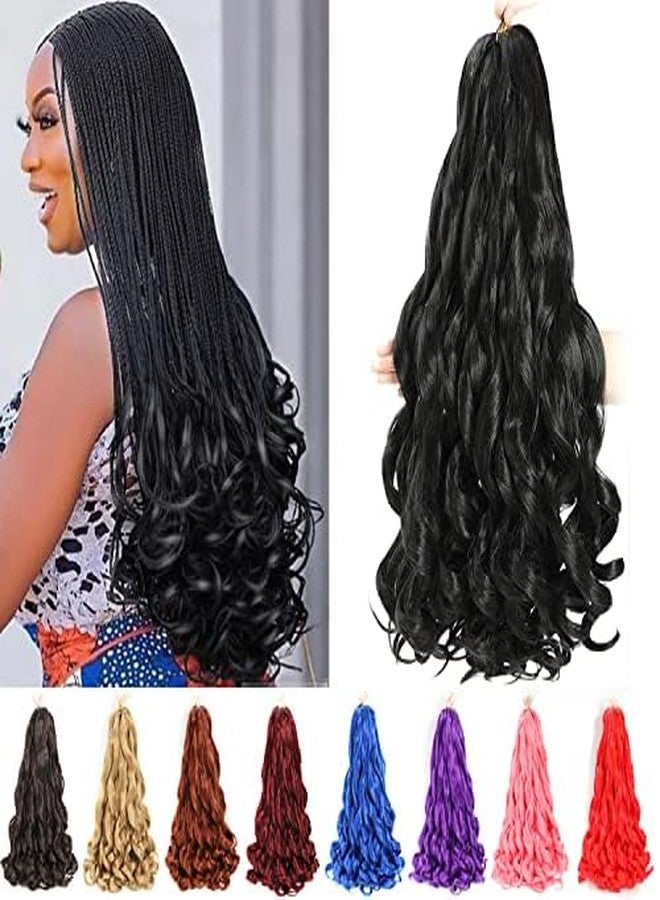 conrora French Curly Braiding Hair 24 Inch 2 Packs - Pre Stretched Bouncy Braiding Hair- Loose Wavy Synthetic Hair Extensions For Black Women (24 inch 2 packs 1B) - Image 1
